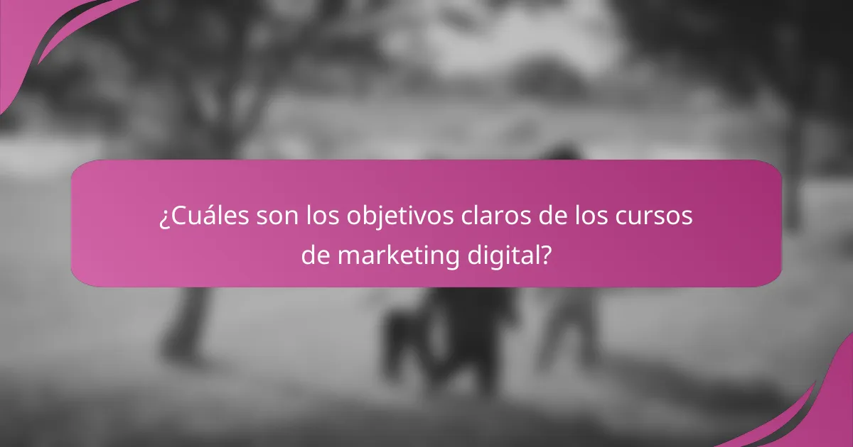 ¿Cuáles son los objetivos claros de los cursos de marketing digital?