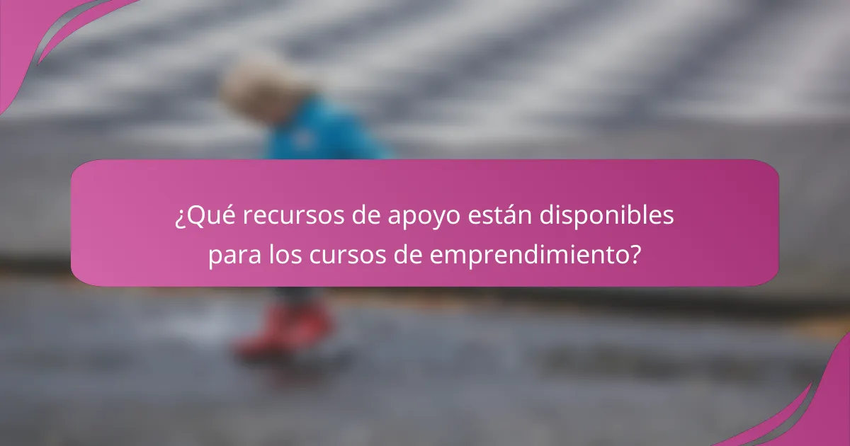 ¿Qué recursos de apoyo están disponibles para los cursos de emprendimiento?